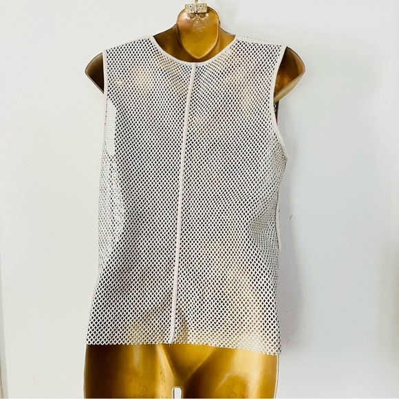 Carbon38 Silver Mesh Tank Top y2k Metallic Sheer - Picture 5 of 6